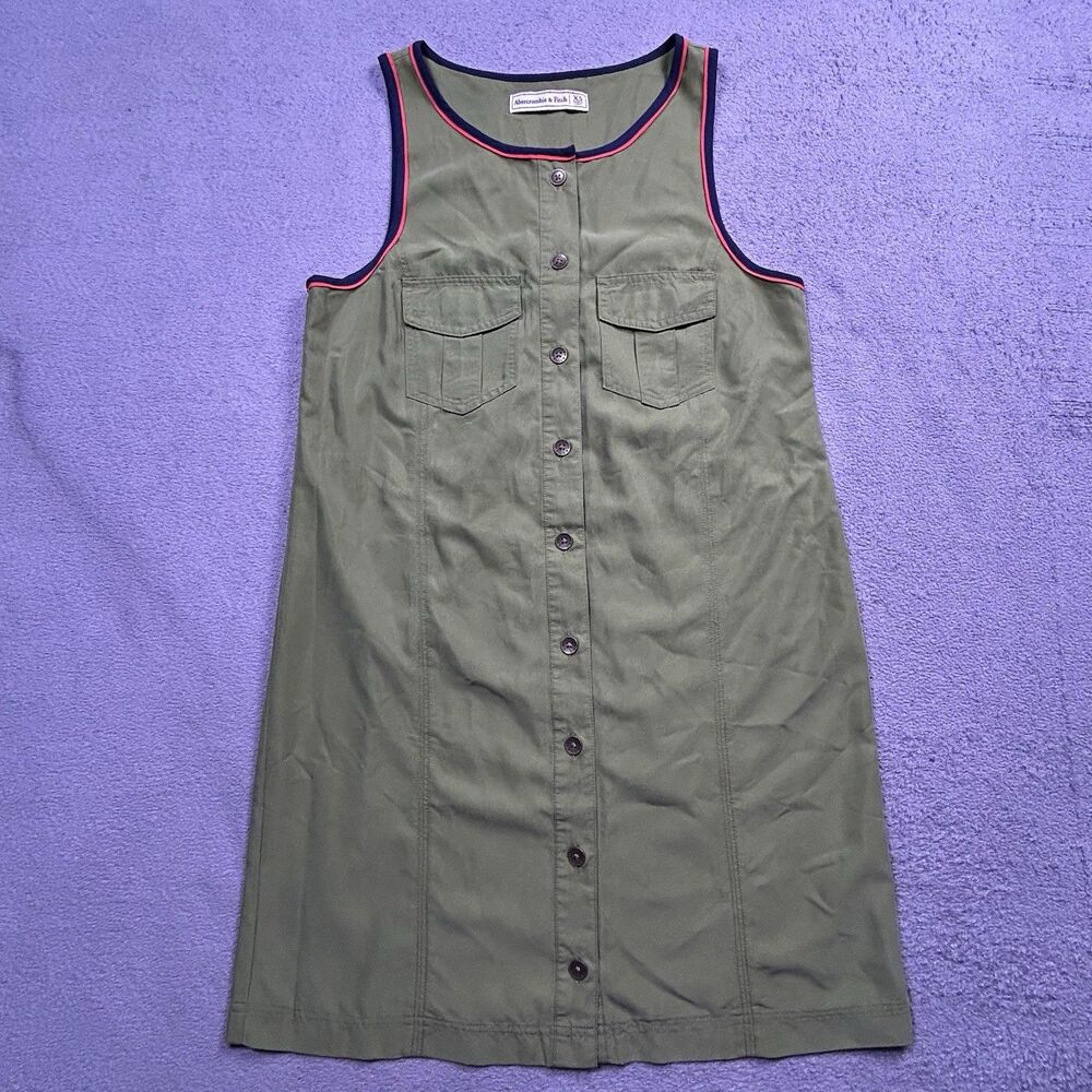 Abercrombie & Fitch Dress Womens XS Green Mini Tank Button Front Utility